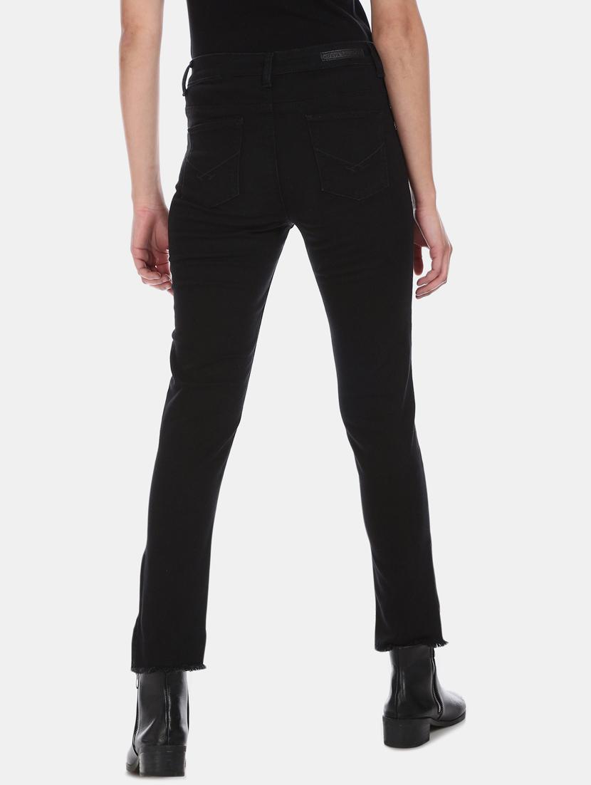 high rise frayed hem jeans - 17646271 - Zoom Image - 3