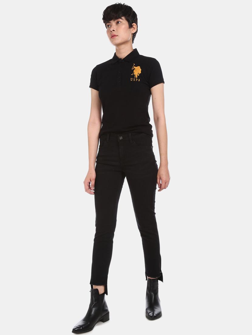 high rise frayed hem jeans - 17646271 - Zoom Image - 4