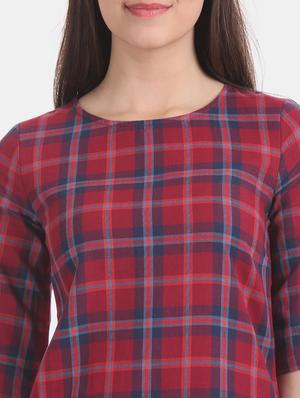 round neck checkered shift dress - 17646463 - Standard Image - 5