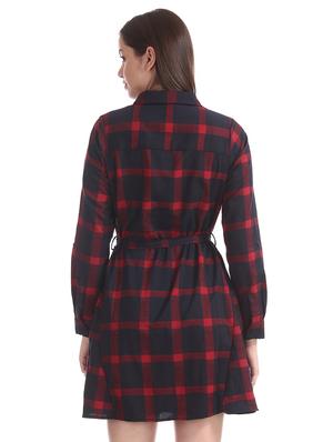 tie front checkered shirt dress - 17646494 - Standard Image - 3