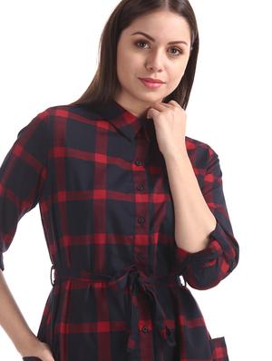 tie front checkered shirt dress - 17646494 - Standard Image - 6