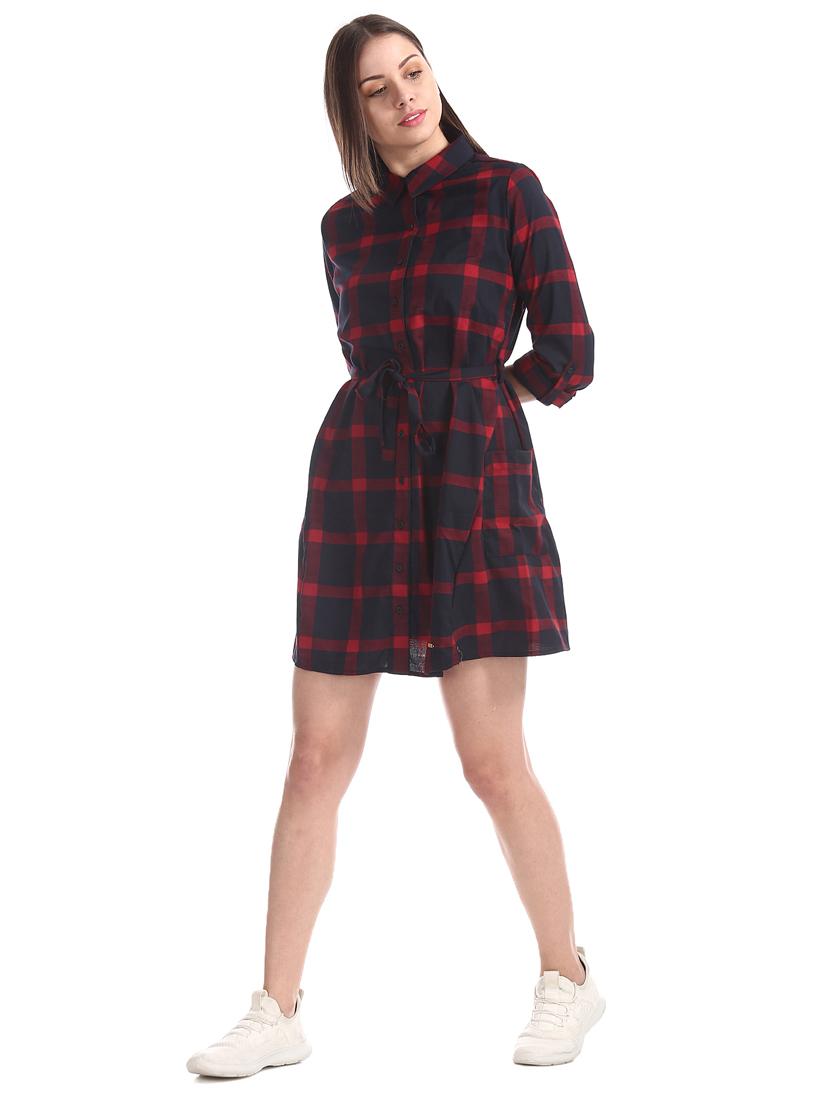 tie front checkered shirt dress - 17646494 - Zoom Image - 5