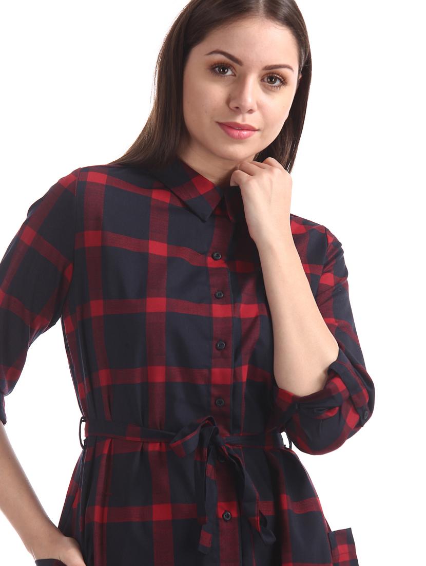 tie front checkered shirt dress - 17646494 - Zoom Image - 6
