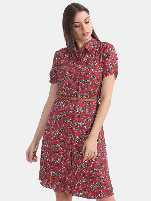 red floral print shirt dress - 17646513 - Very Small Image - 1