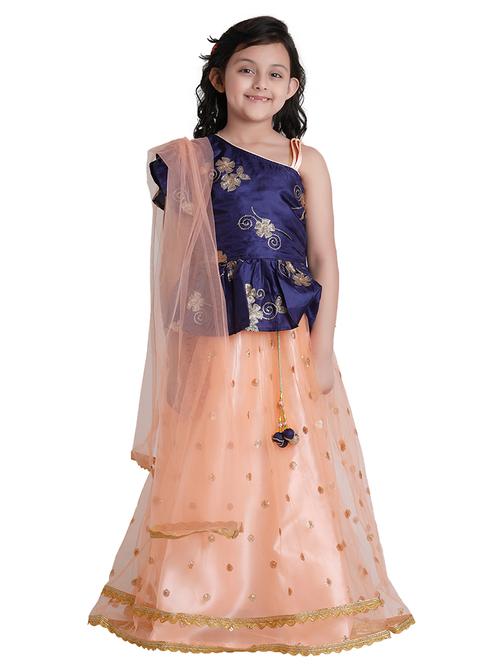 orange satin lehnga choli - 17646650 - Standard Image - 1