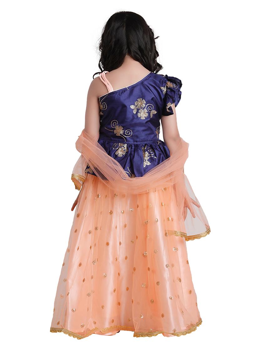 orange satin lehnga choli - 17646650 - Zoom Image - 3