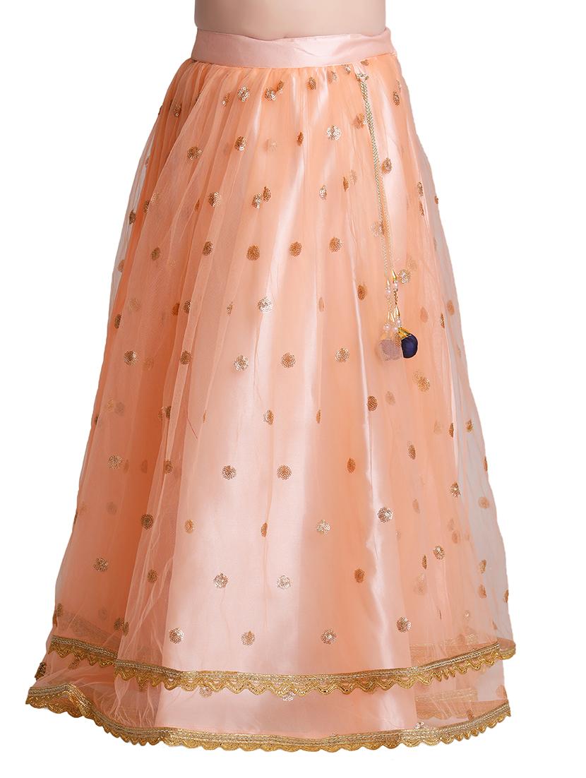 orange satin lehnga choli - 17646650 - Zoom Image - 4