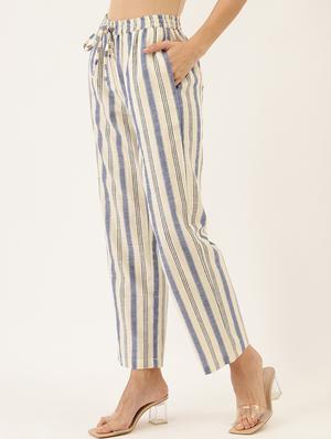 blue cotton straight palazzo - 17646665 - Standard Image - 2