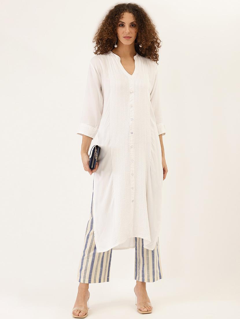 blue cotton straight palazzo - 17646665 - Zoom Image - 4
