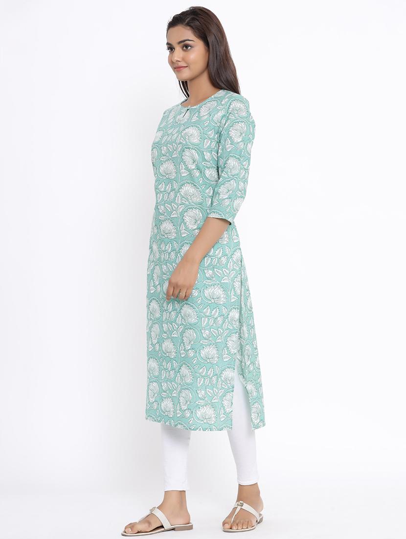 floral straight kurta - 17646822 - Zoom Image - 3