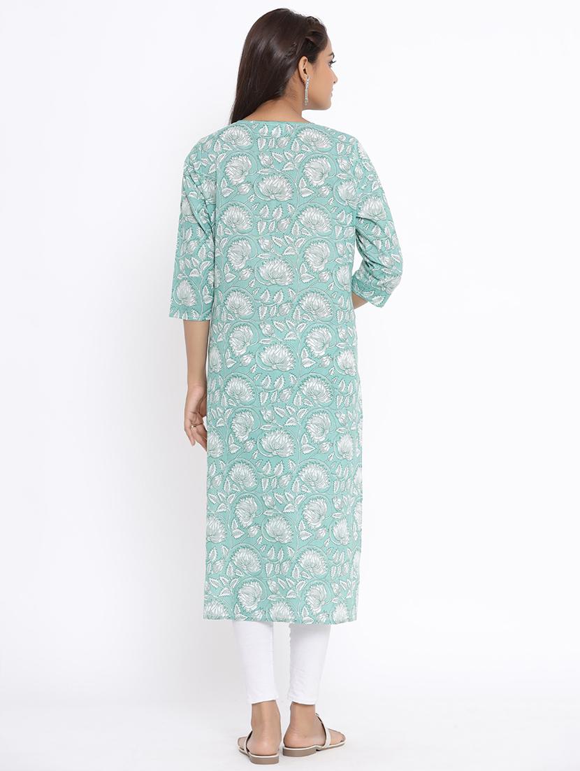 floral straight kurta - 17646822 - Zoom Image - 4