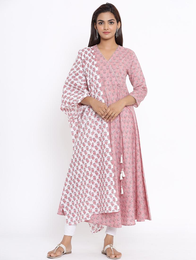 floral kurta dupatta set - 17646825 - Zoom Image - 1