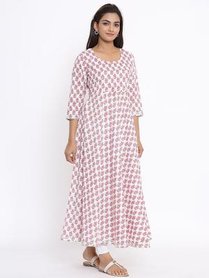 floral print flared kurta - 17646828 - Standard Image - 3