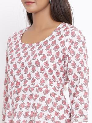 floral print flared kurta - 17646828 - Standard Image - 6