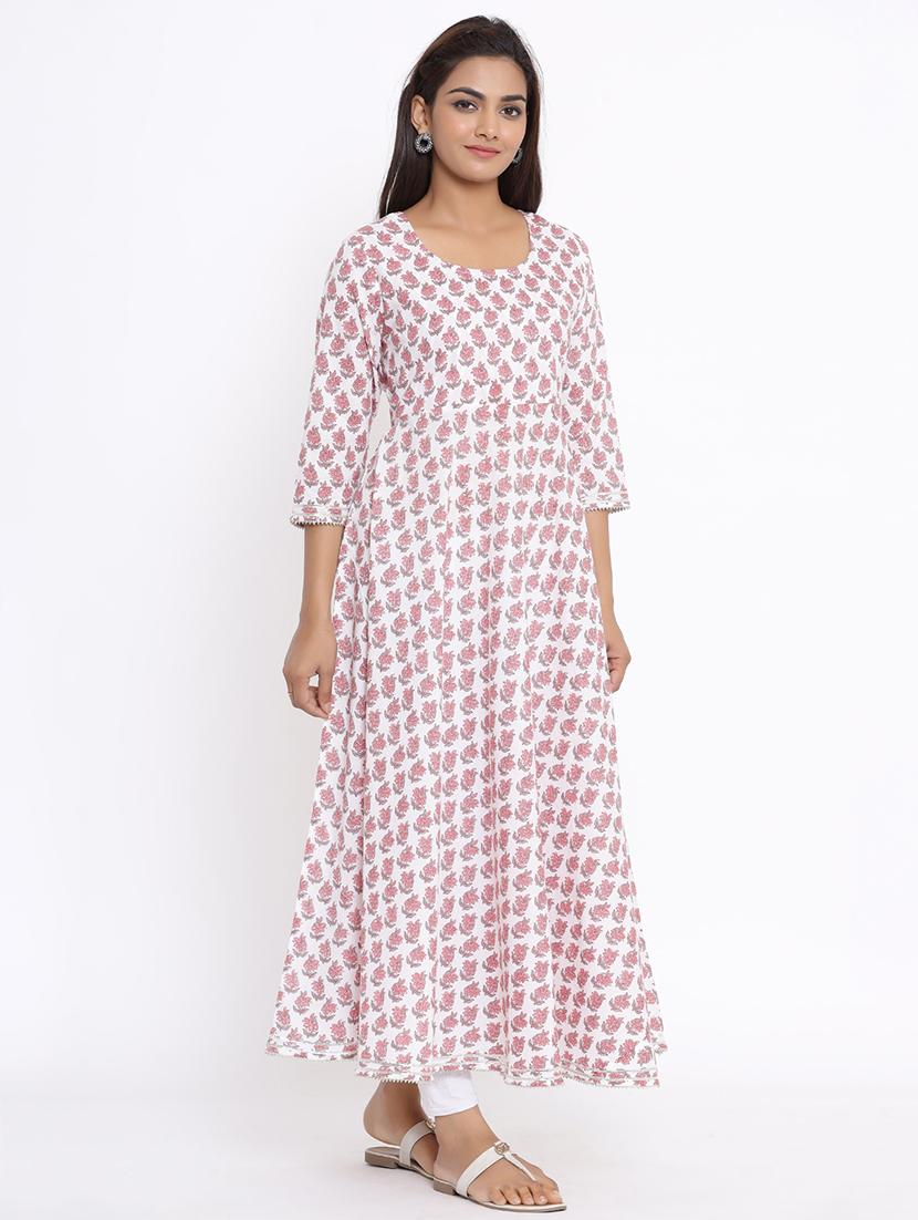 floral print flared kurta - 17646828 - Zoom Image - 3