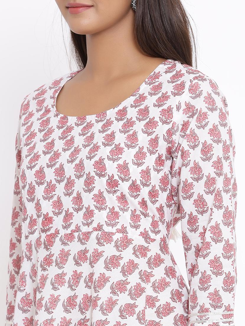 floral print flared kurta - 17646828 - Zoom Image - 6