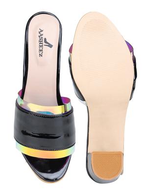 black synthetic one toe sandals - 17646856 - Standard Image - 4