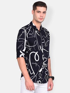 dark blue printed casual shirt - 17646869 - Standard Image - 2