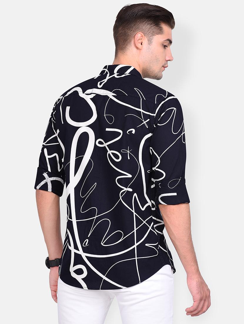 dark blue printed casual shirt - 17646869 - Zoom Image - 3
