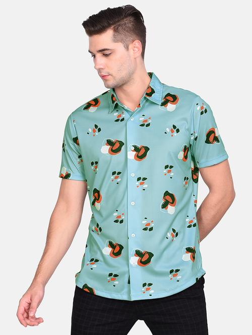 blue printed casual shirt - 17646875 - Standard Image - 1