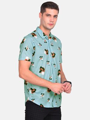 blue printed casual shirt - 17646875 - Standard Image - 2