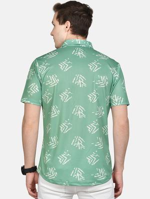 green printed casual shirt - 17646877 - Standard Image - 3