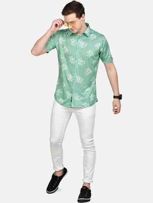 green printed casual shirt - 17646877 - Standard Image - 4