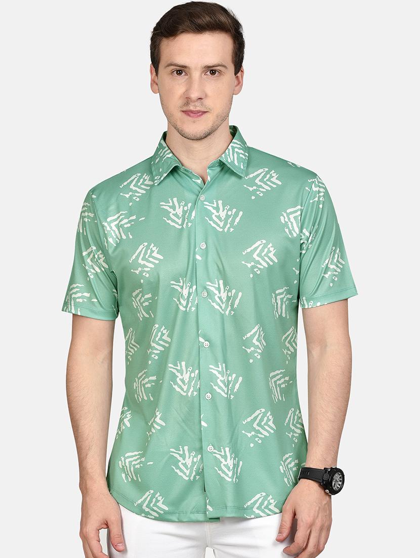 green printed casual shirt - 17646877 - Zoom Image - 1