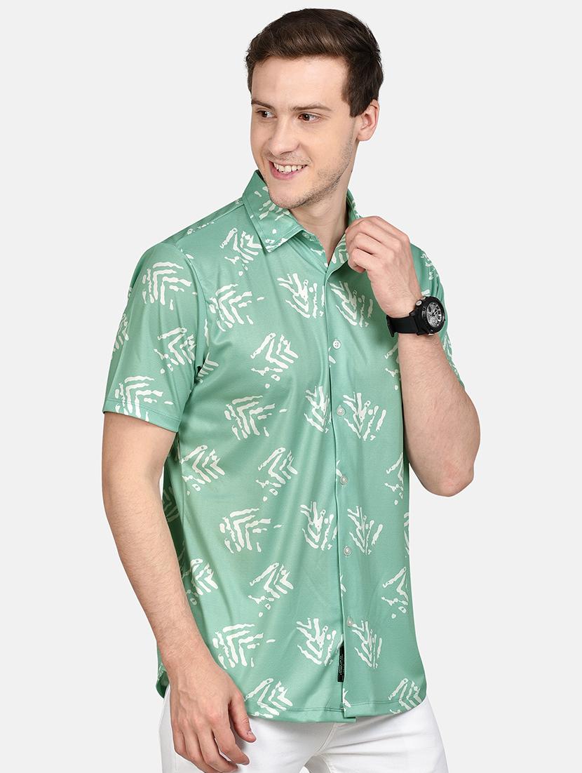 green printed casual shirt - 17646877 - Zoom Image - 2
