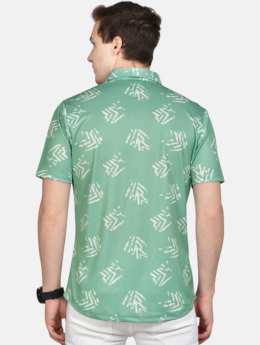 green printed casual shirt - 17646877 - Zoom Image - 3