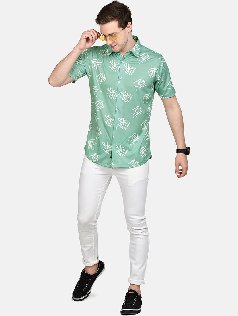 green printed casual shirt - 17646877 - Zoom Image - 4