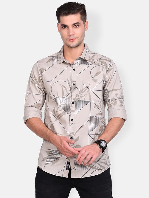 beige printed casual shirt - 17646883 - Standard Image - 1