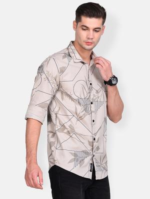beige printed casual shirt - 17646883 - Standard Image - 2