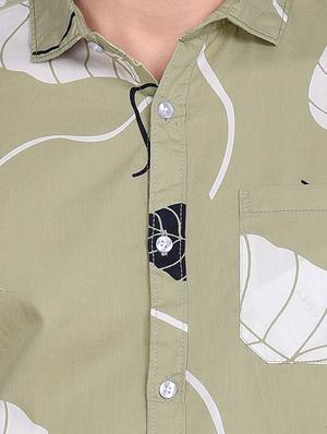 olive green printed casual shirt - 17646884 - Standard Image - 5