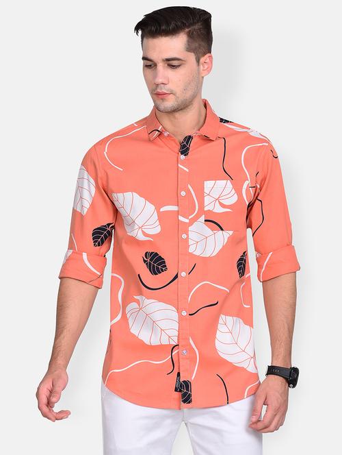 orange printed casual shirt - 17646885 - Standard Image - 1