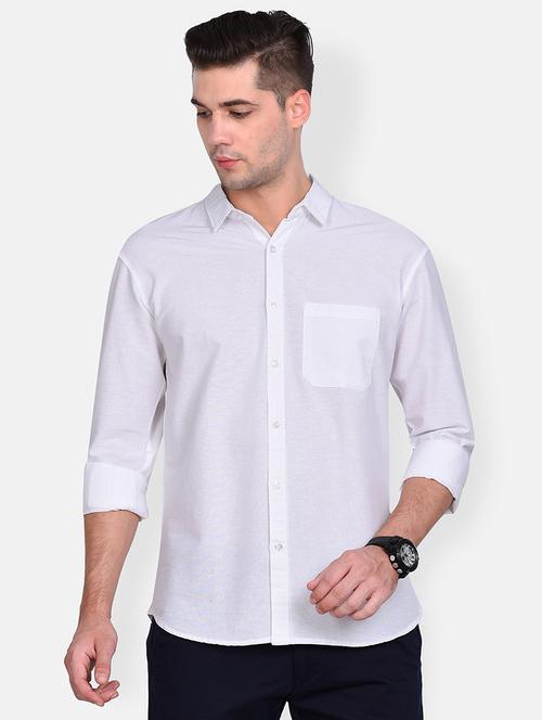 white solid linen casual shirt - 17646896 - Standard Image - 1