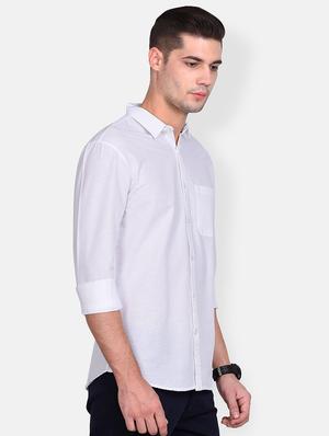 white solid linen casual shirt - 17646896 - Standard Image - 2