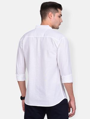 white solid linen casual shirt - 17646896 - Standard Image - 3
