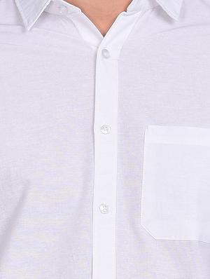 white solid linen casual shirt - 17646896 - Standard Image - 4