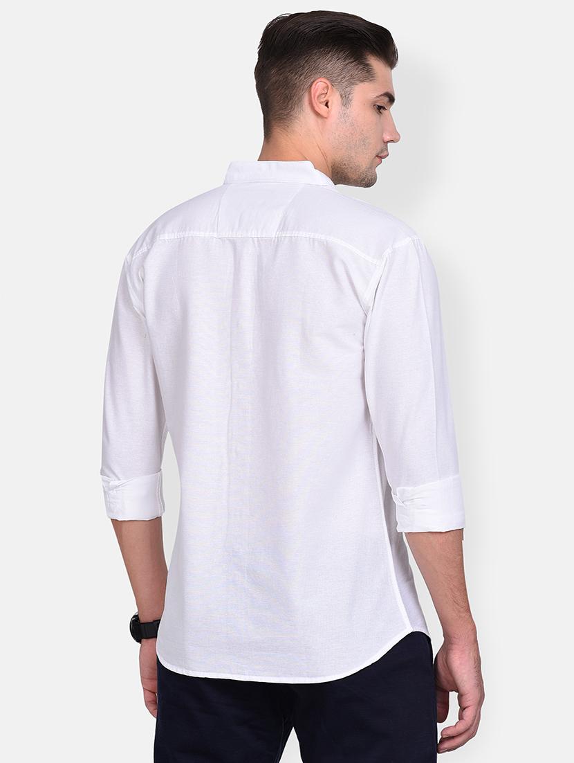 white solid linen casual shirt - 17646896 - Zoom Image - 3