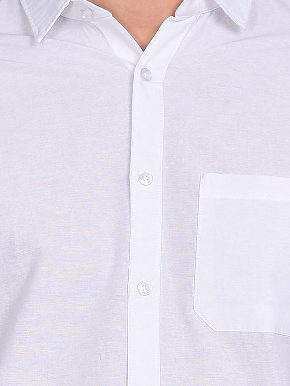 white solid linen casual shirt - 17646896 - Zoom Image - 4