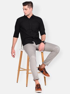 black solid linen casual shirt - 17646897 - Standard Image - 4