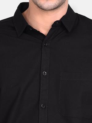 black solid linen casual shirt - 17646897 - Standard Image - 5