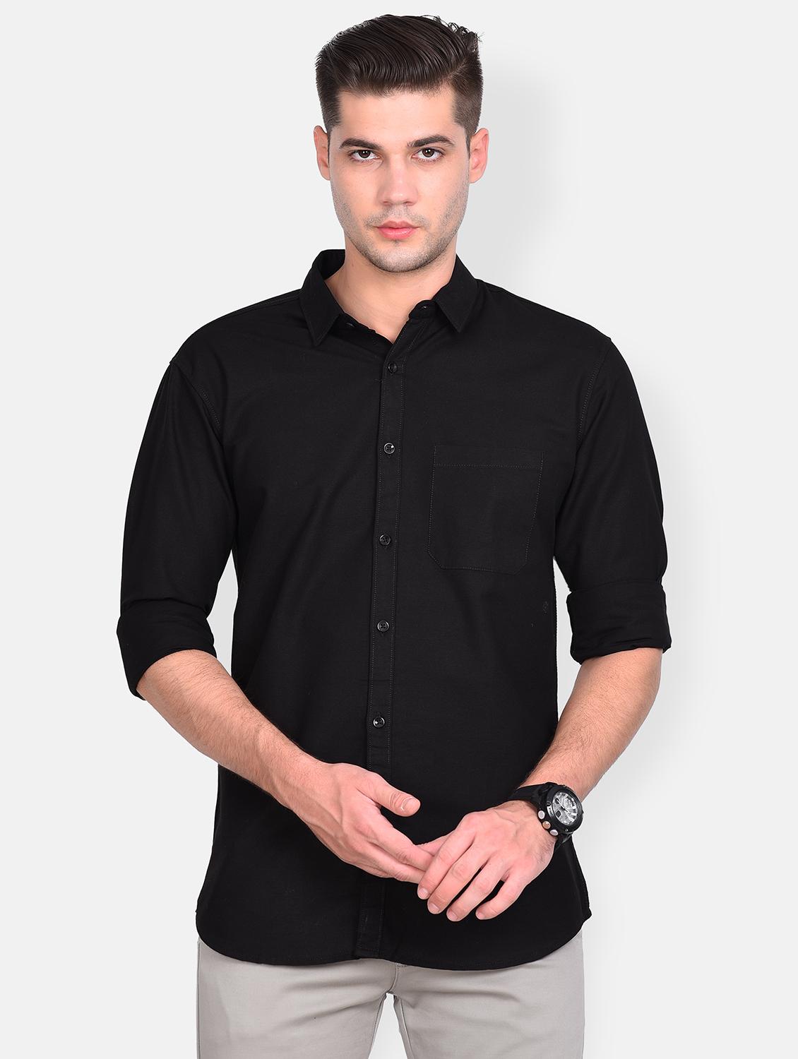 black solid linen casual shirt - 17646897 - Zoom Image - 1