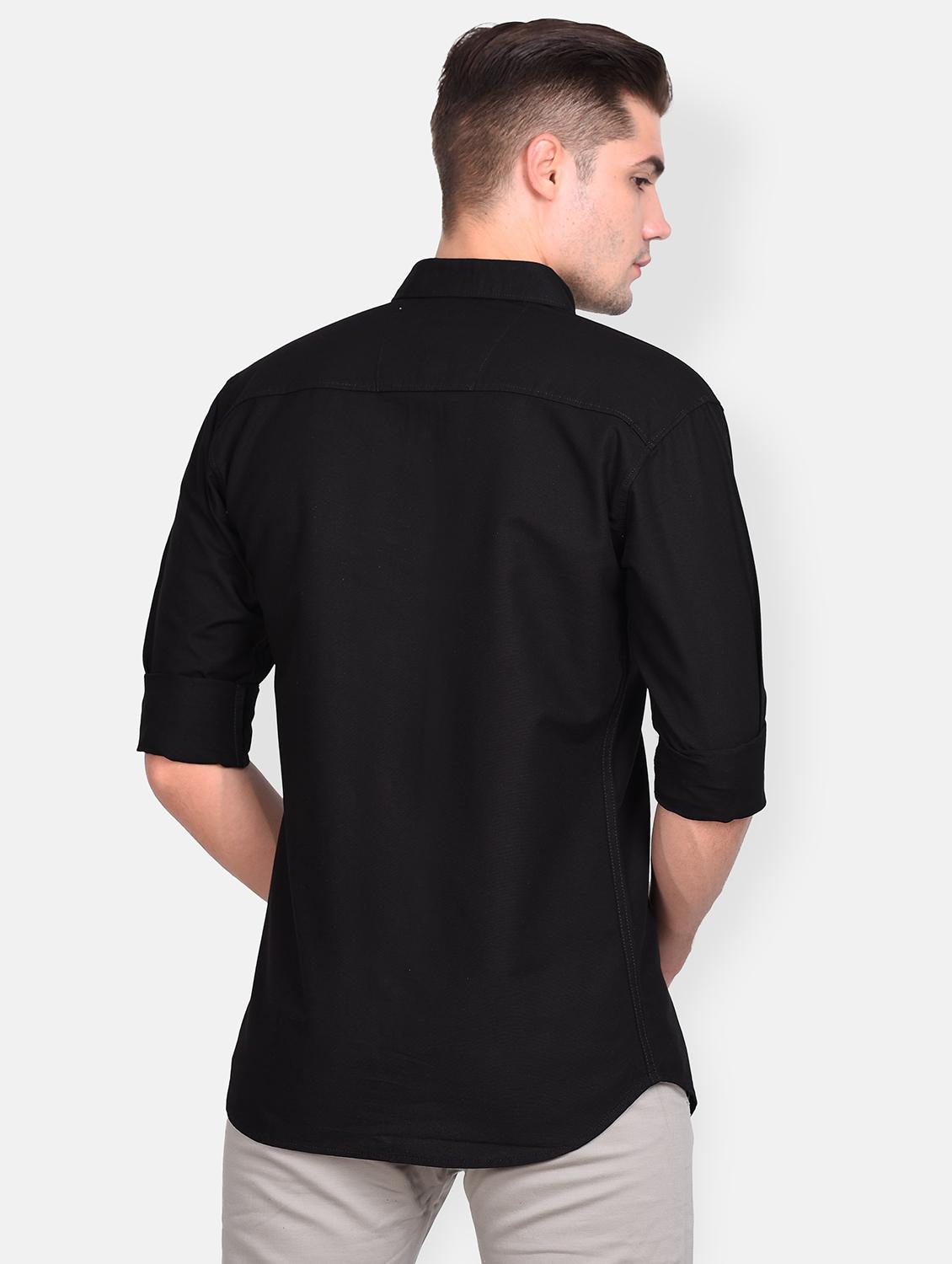 black solid linen casual shirt - 17646897 - Zoom Image - 3