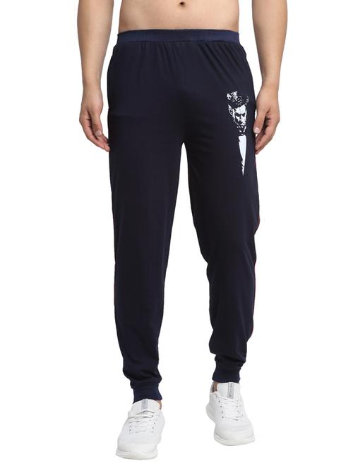 navy blue printed track pant - 17646898 - Standard Image - 1
