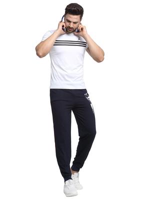 navy blue printed track pant - 17646898 - Standard Image - 4
