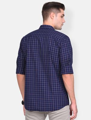 navy blue checkered casual shirt - 17646921 - Standard Image - 2