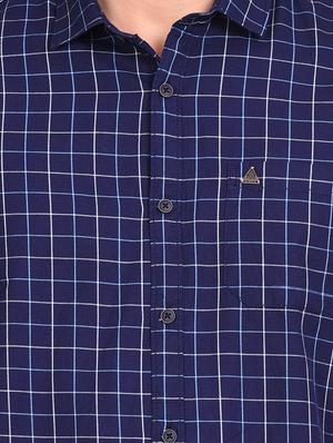 navy blue checkered casual shirt - 17646921 - Standard Image - 4