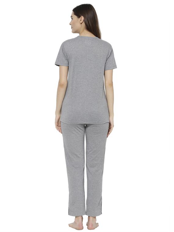solid nightwear pyjama set - 17646974 - Zoom Image - 3